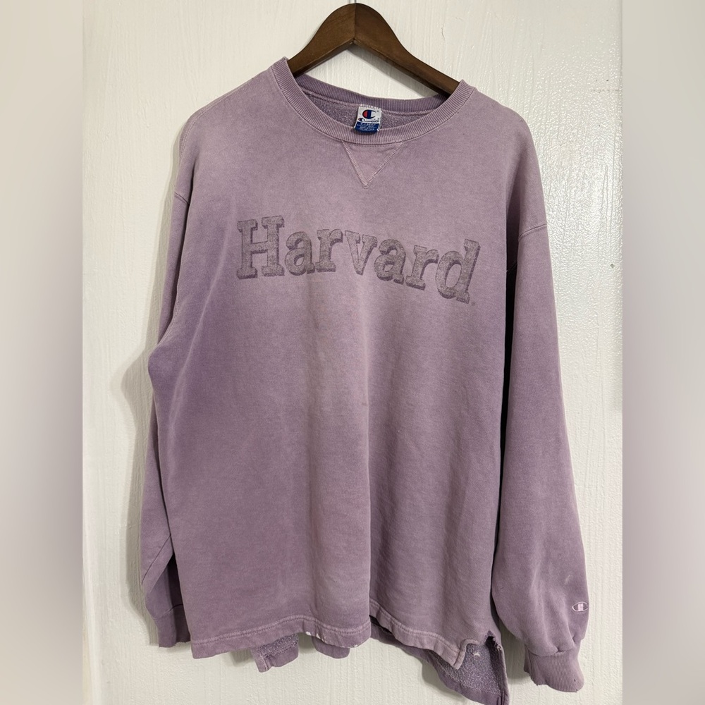 Vintage Champion Harvard University Crew Neck Sweater Purple Size X-Large